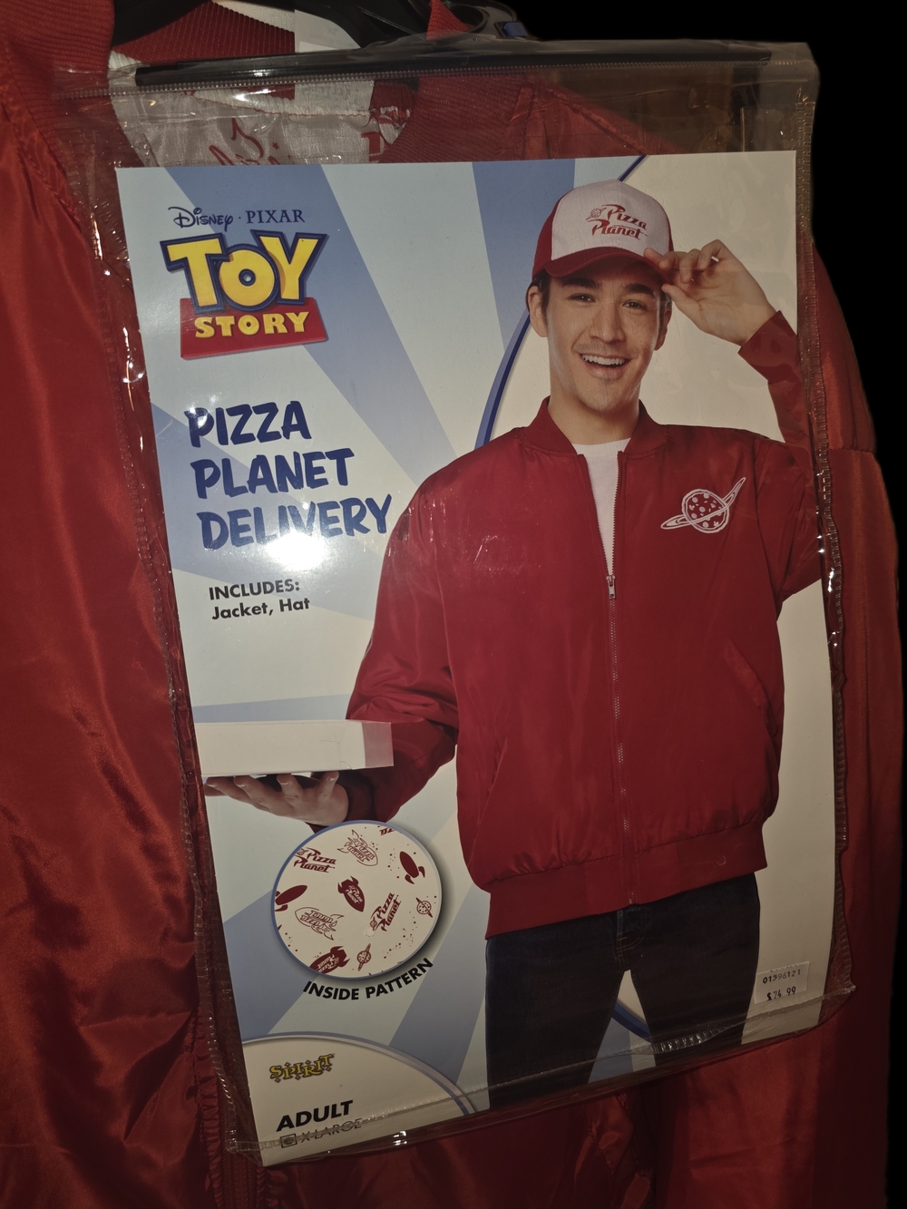 Toy Story Pizza Planet Red Delivery Jacke & Hat - Adult XL Costume